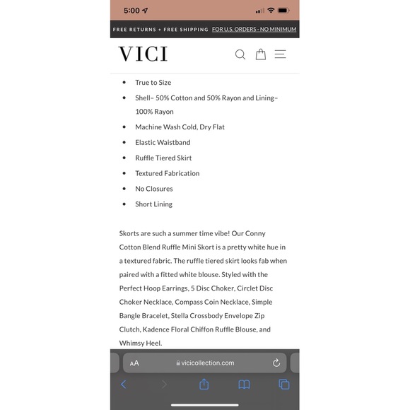 NWT, Size M, Cotton Blend Ruffle Mini Skort - Picture 5 of 5